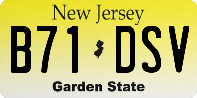 NJ license plate B71DSV