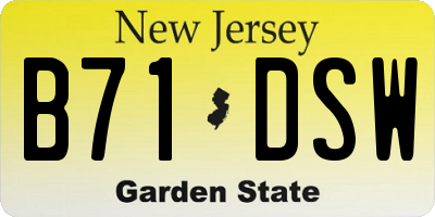 NJ license plate B71DSW