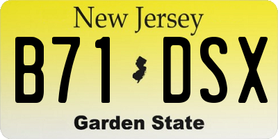 NJ license plate B71DSX