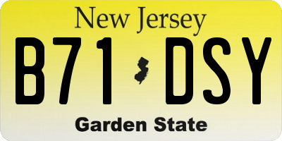 NJ license plate B71DSY