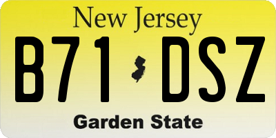 NJ license plate B71DSZ
