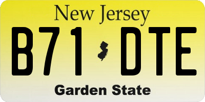 NJ license plate B71DTE