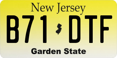 NJ license plate B71DTF