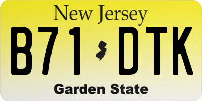 NJ license plate B71DTK