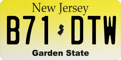 NJ license plate B71DTW