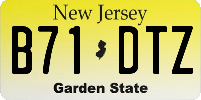 NJ license plate B71DTZ