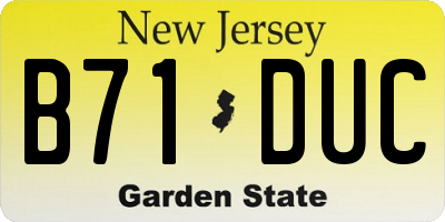 NJ license plate B71DUC