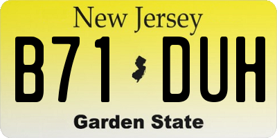 NJ license plate B71DUH