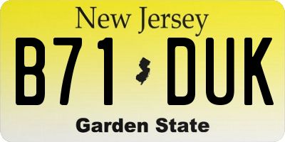 NJ license plate B71DUK