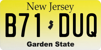 NJ license plate B71DUQ