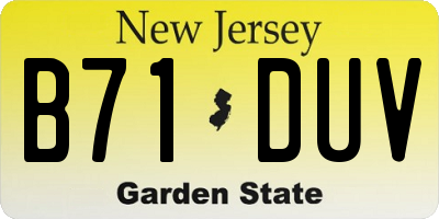 NJ license plate B71DUV