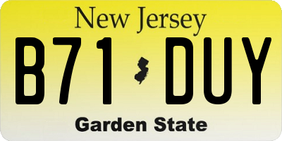 NJ license plate B71DUY