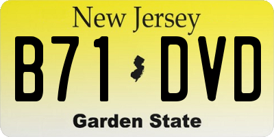 NJ license plate B71DVD