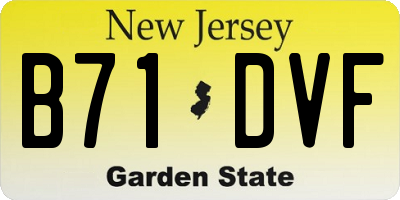 NJ license plate B71DVF