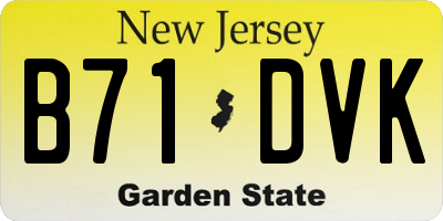 NJ license plate B71DVK