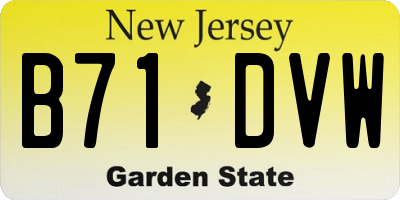 NJ license plate B71DVW