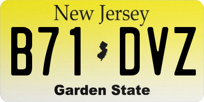 NJ license plate B71DVZ