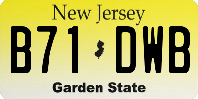 NJ license plate B71DWB