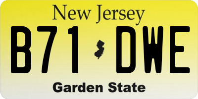 NJ license plate B71DWE