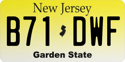 NJ license plate B71DWF