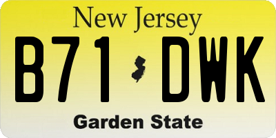 NJ license plate B71DWK