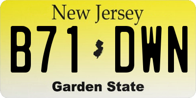 NJ license plate B71DWN