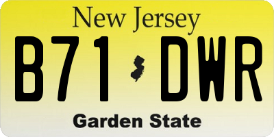 NJ license plate B71DWR