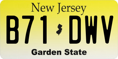 NJ license plate B71DWV