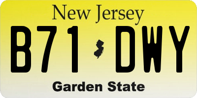 NJ license plate B71DWY
