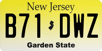 NJ license plate B71DWZ