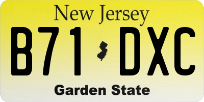 NJ license plate B71DXC