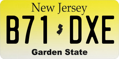NJ license plate B71DXE