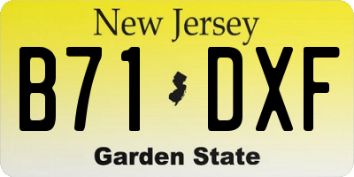 NJ license plate B71DXF