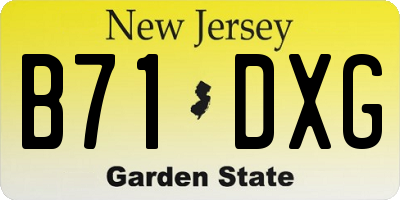 NJ license plate B71DXG