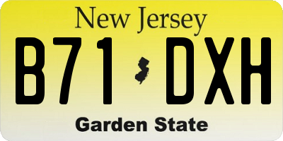 NJ license plate B71DXH