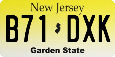 NJ license plate B71DXK