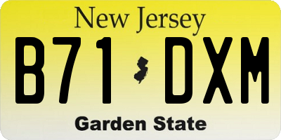 NJ license plate B71DXM