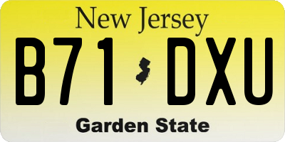 NJ license plate B71DXU