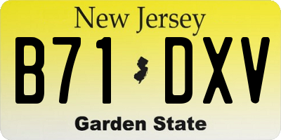 NJ license plate B71DXV