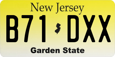 NJ license plate B71DXX