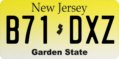 NJ license plate B71DXZ