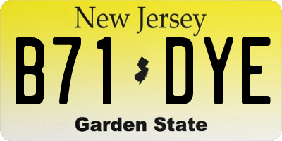 NJ license plate B71DYE