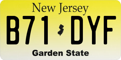 NJ license plate B71DYF