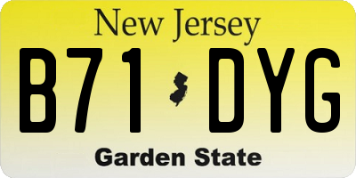 NJ license plate B71DYG