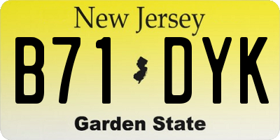 NJ license plate B71DYK