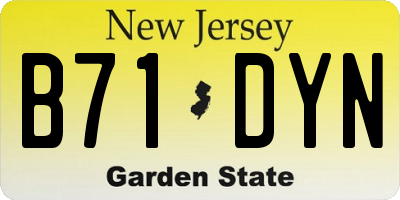 NJ license plate B71DYN