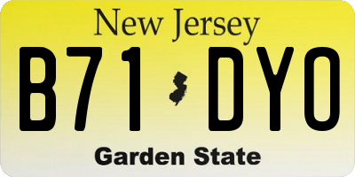 NJ license plate B71DYO