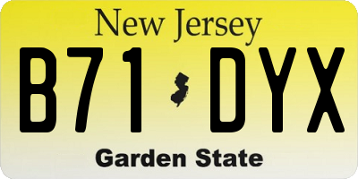 NJ license plate B71DYX