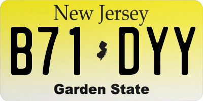 NJ license plate B71DYY