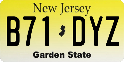 NJ license plate B71DYZ
